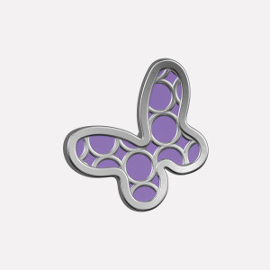 Επιπλατινωμένο κόσμημα Joollion Charm Butterfly (Πεταλούδα) με μωβ σμάλτο. Εναλλασσόμενο σύμβολο (joollion) από ασήμι 925 που κουμπώνει σε βραχιόλια, δαχτυλίδια και μενταγιόν (Joolets) της Joolify.