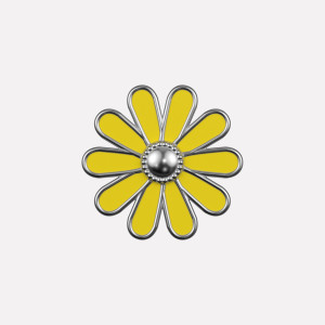 Επιπλατινωμένο κόσμημα Joollion Charm Daisy (Μαργαρίτα) με κίτρινο σμάλτο. Εναλλασσόμενο σύμβολο (joollion) από ασήμι 925 που κουμπώνει σε βραχιόλια, δαχτυλίδια και μενταγιόν (Joolets) της Joolify.